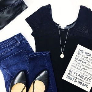 NWOT [Bozzolo] Mesh Sweatheart Neckline Top